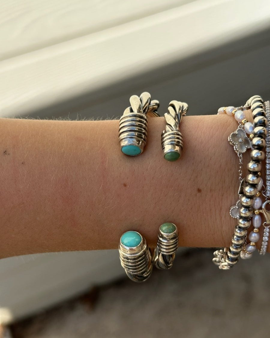 Wylie Turquoise Cable Cuff Bracelet (Large) - Horseshoe J & Co.