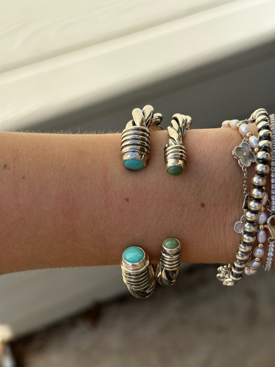 Wylie Turquoise Cable Cuff Bracelet (Large) - Horseshoe J & Co.