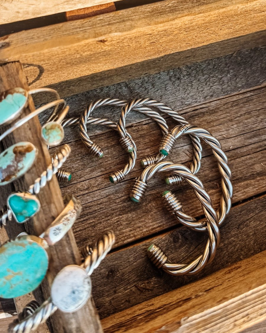 Wylie Turquoise Cable Cuff Bracelet (Large) - Horseshoe J & Co.