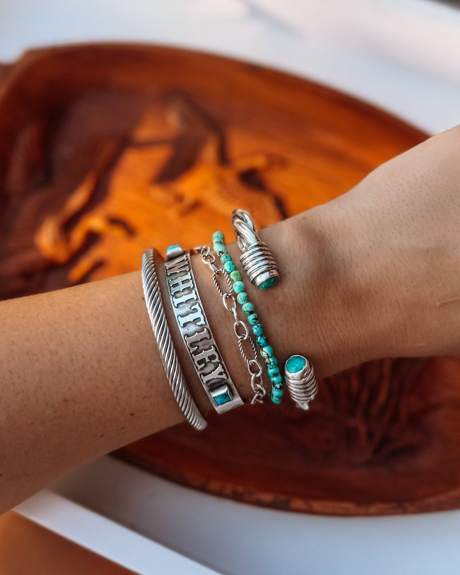 Wylie Turquoise Cable Cuff Bracelet (Large) - Horseshoe J & Co.