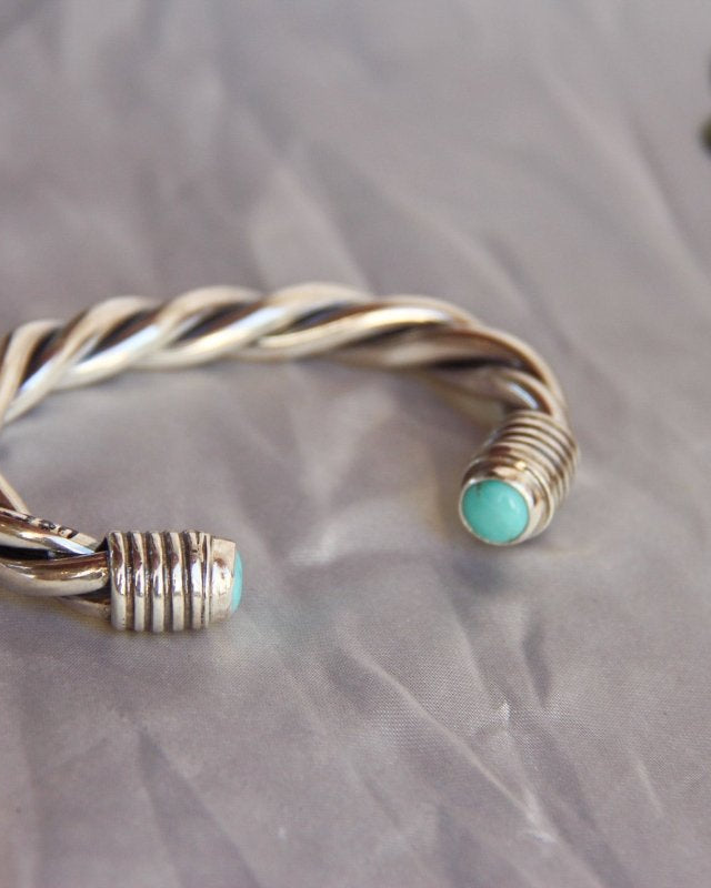 Wylie Turquoise Cable Cuff Bracelet (Large) - Horseshoe J & Co.