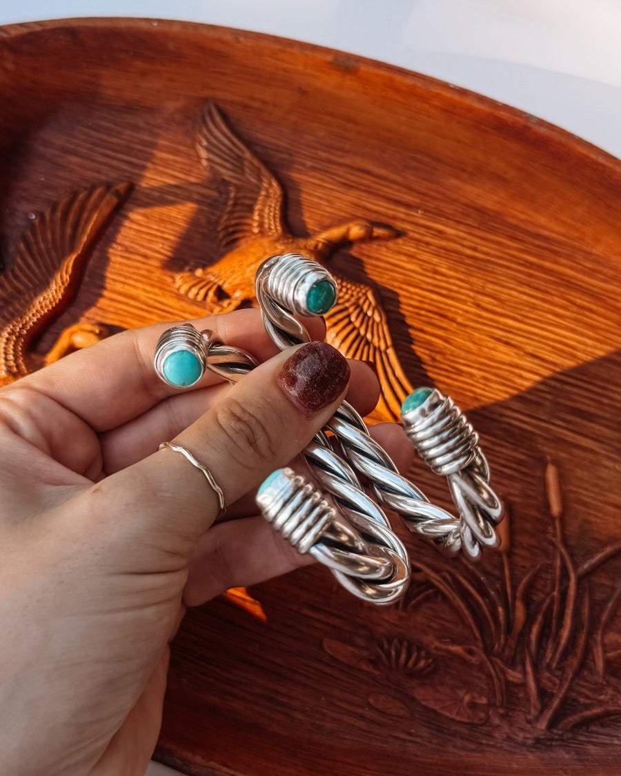 Wylie Turquoise Cable Cuff Bracelet (Large) - Horseshoe J & Co.