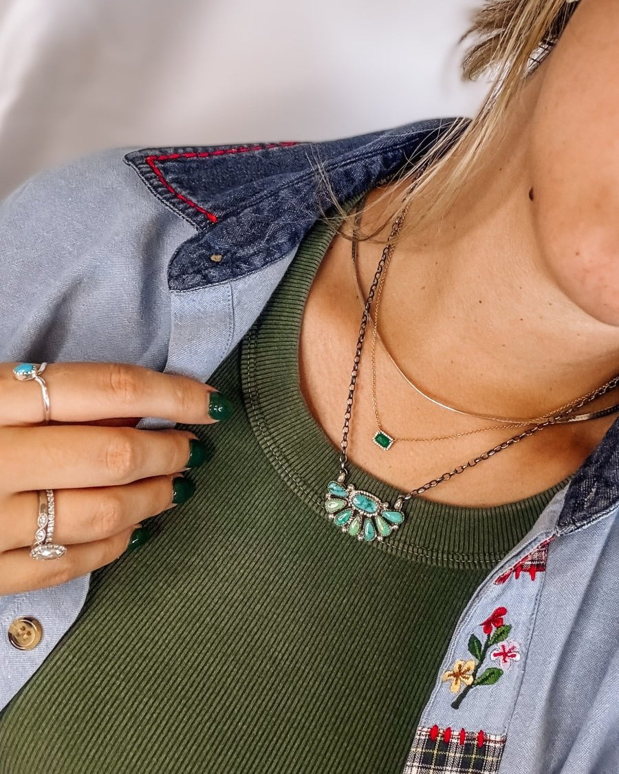 Yantis Turquoise Half Cluster Necklace - Horseshoe J & Co.
