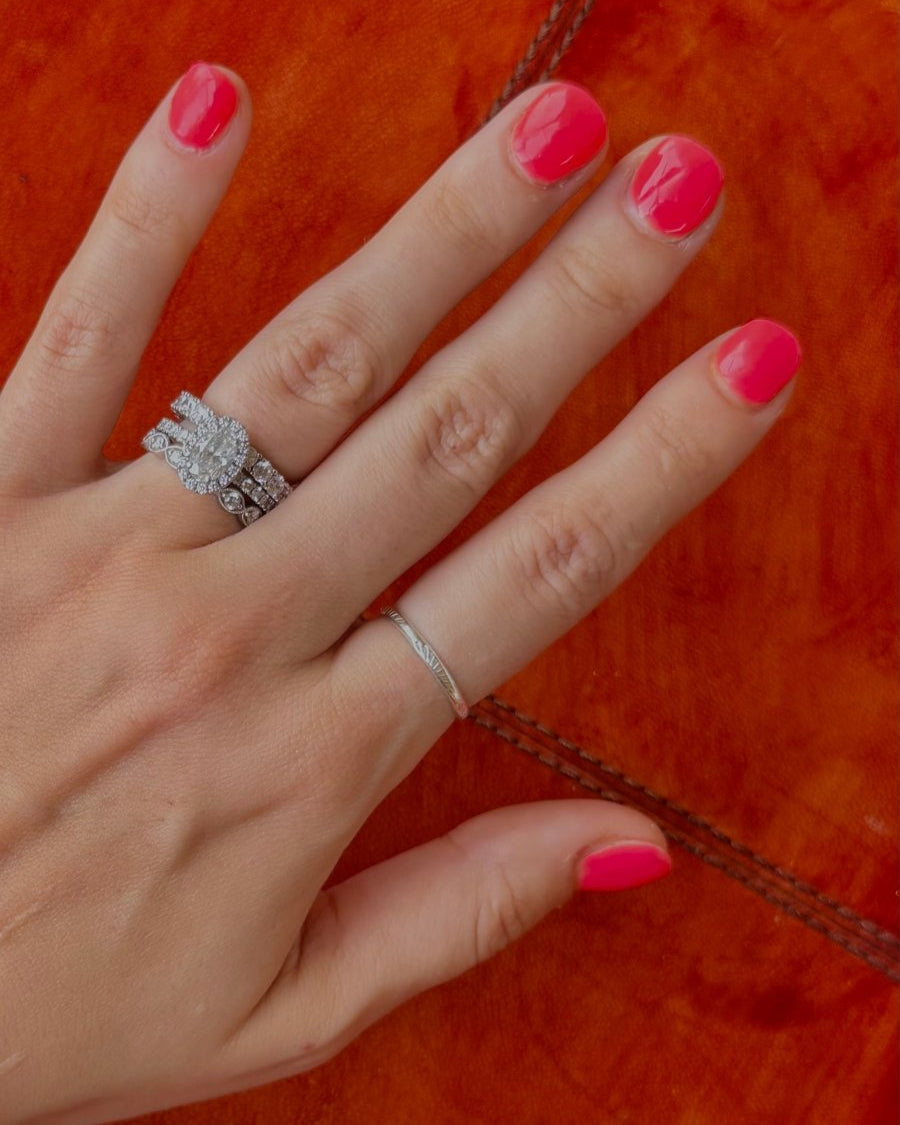 Yoder Silver Stamped Ring Band - Horseshoe J & Co.