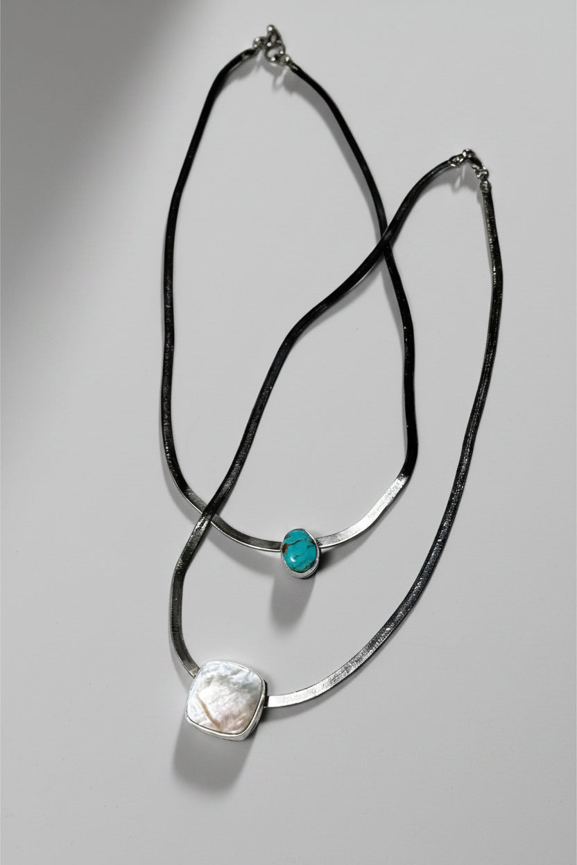 Knott Mother of Pearl Herringbone Necklace - Wooten's