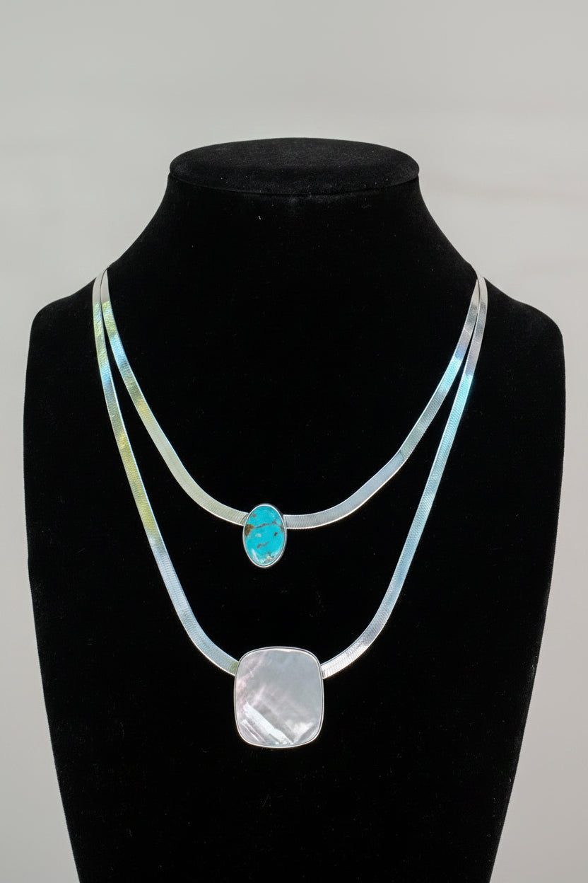 Knott Mother of Pearl Herringbone Necklace - Wooten's