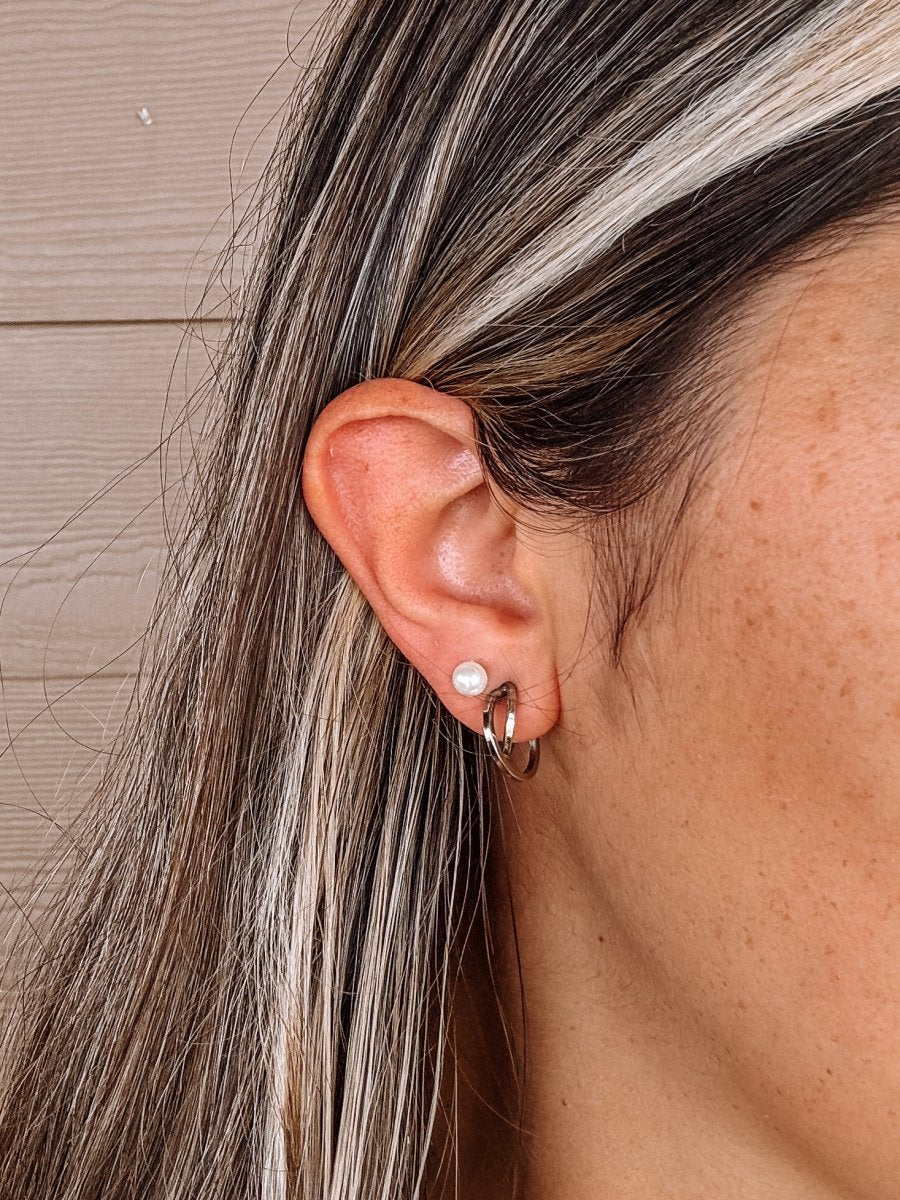 5mm Crystal Pearl Stud Earrings - Wooten's