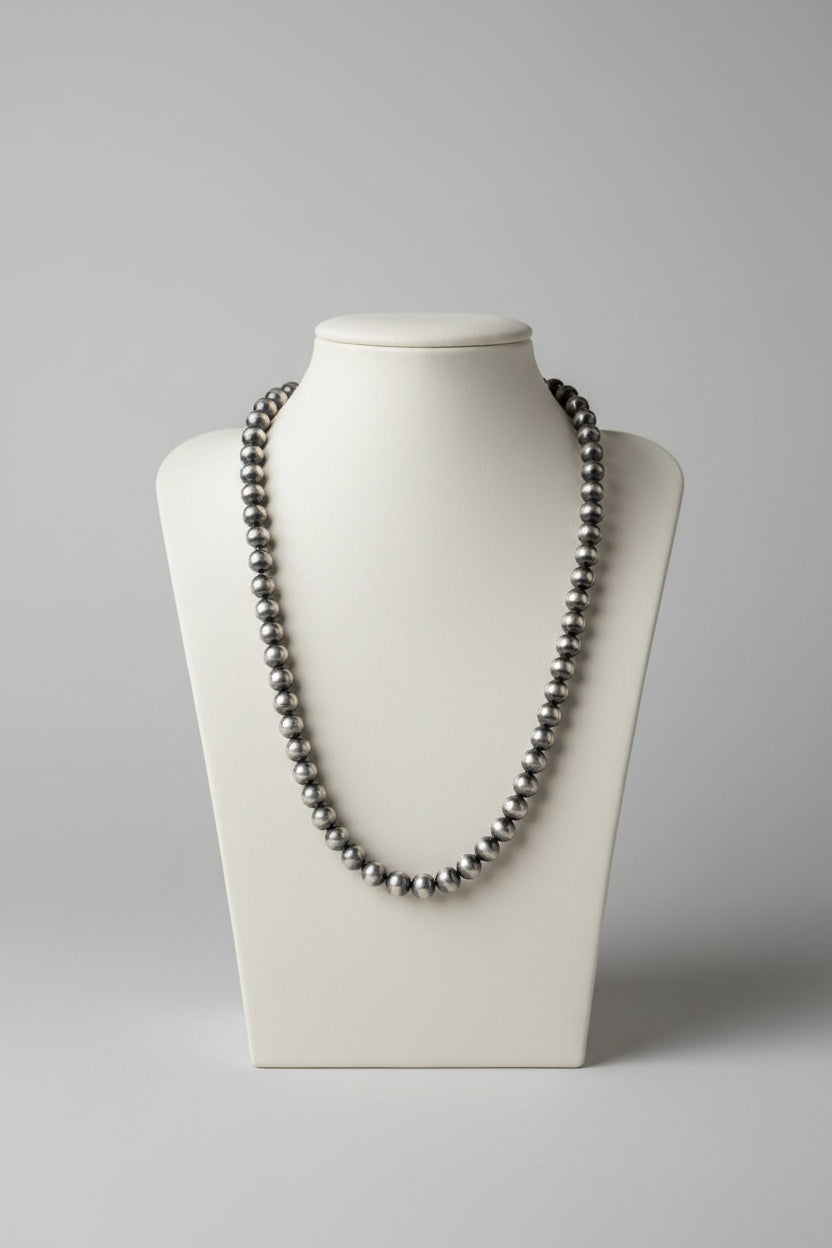 8mm Sterling Silver Pearl Necklace 16" - 24" - Horseshoe J & Co.
