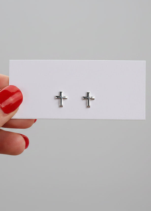 9mm Cross Stud Earrings - Wooten's