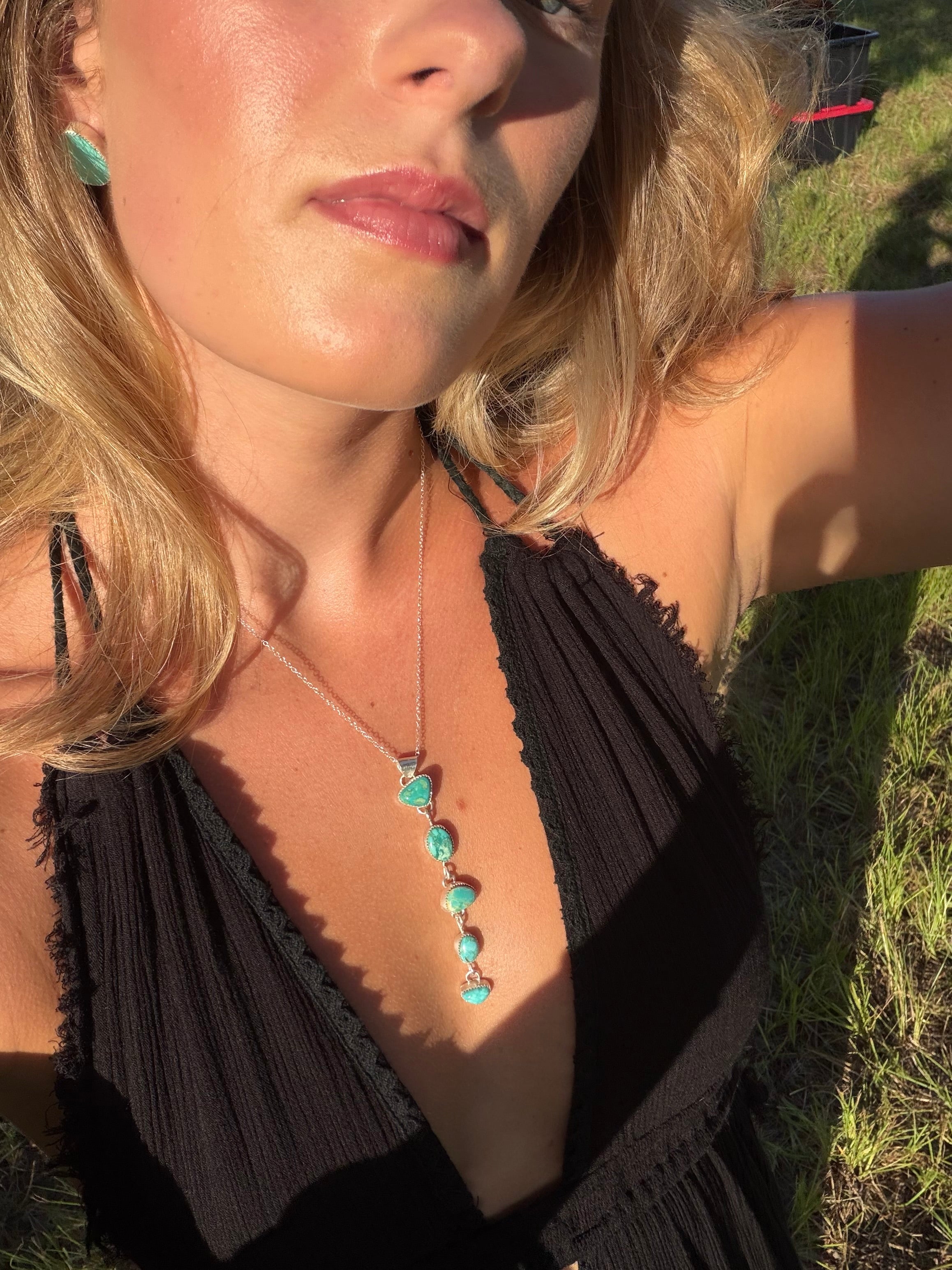 Kildare 5 Stone Turquoise Lariat - Wooten's