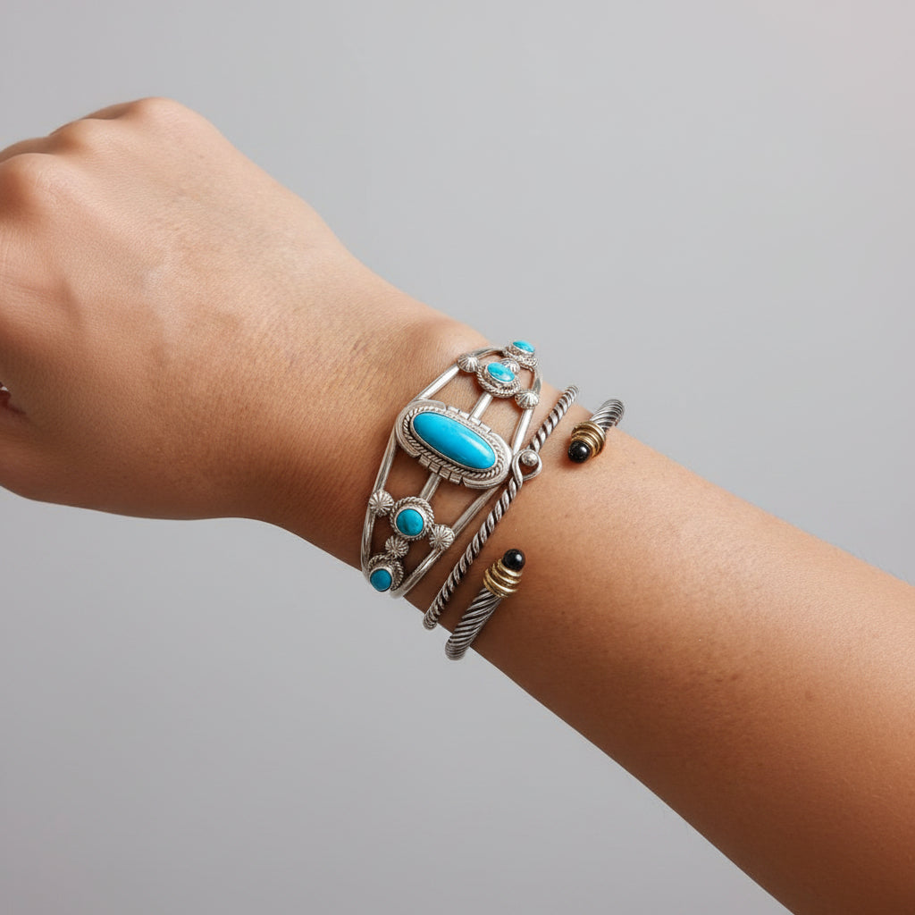 Agua Dulce Turquoise Cuff Bracelet - earrings - Wooten's