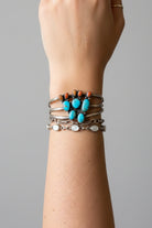 Alvord Turquoise + Apple Coral Cactus Cuff Bracelet - Wooten's