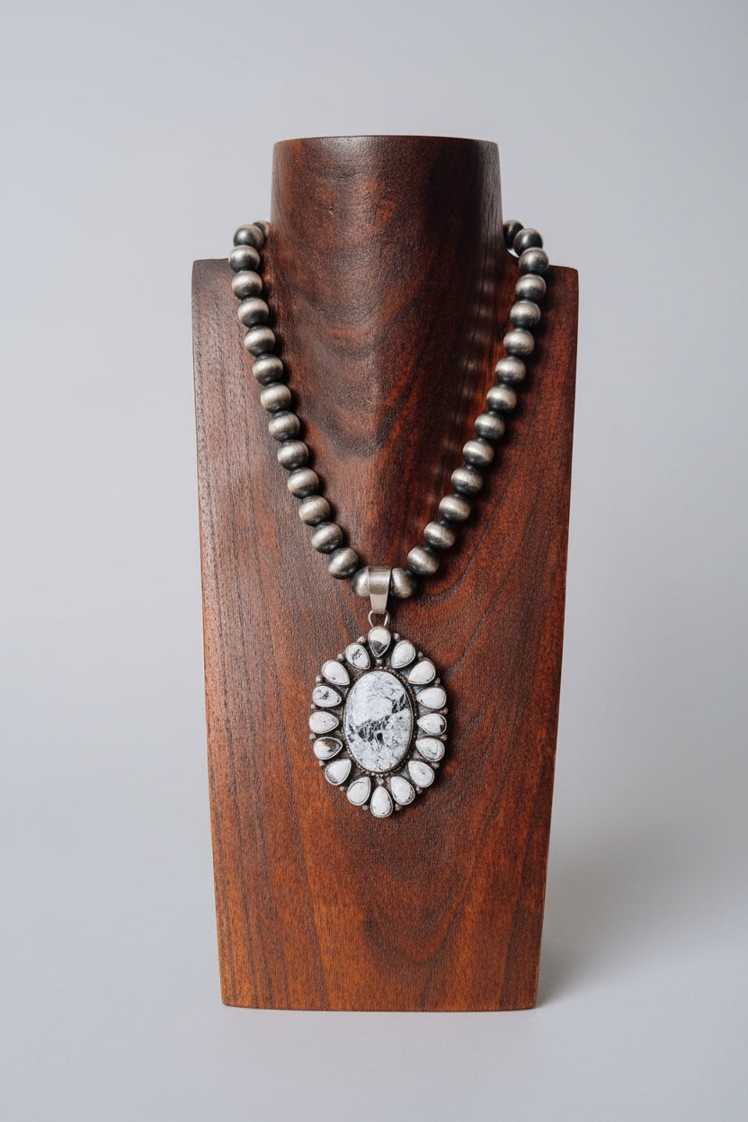 Amado White Buffalo Cluster Necklace Pendant - Wooten's