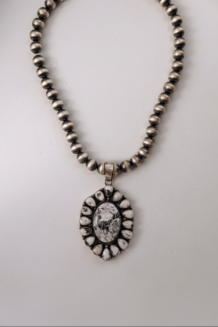 Amado White Buffalo Cluster Necklace Pendant - Wooten's