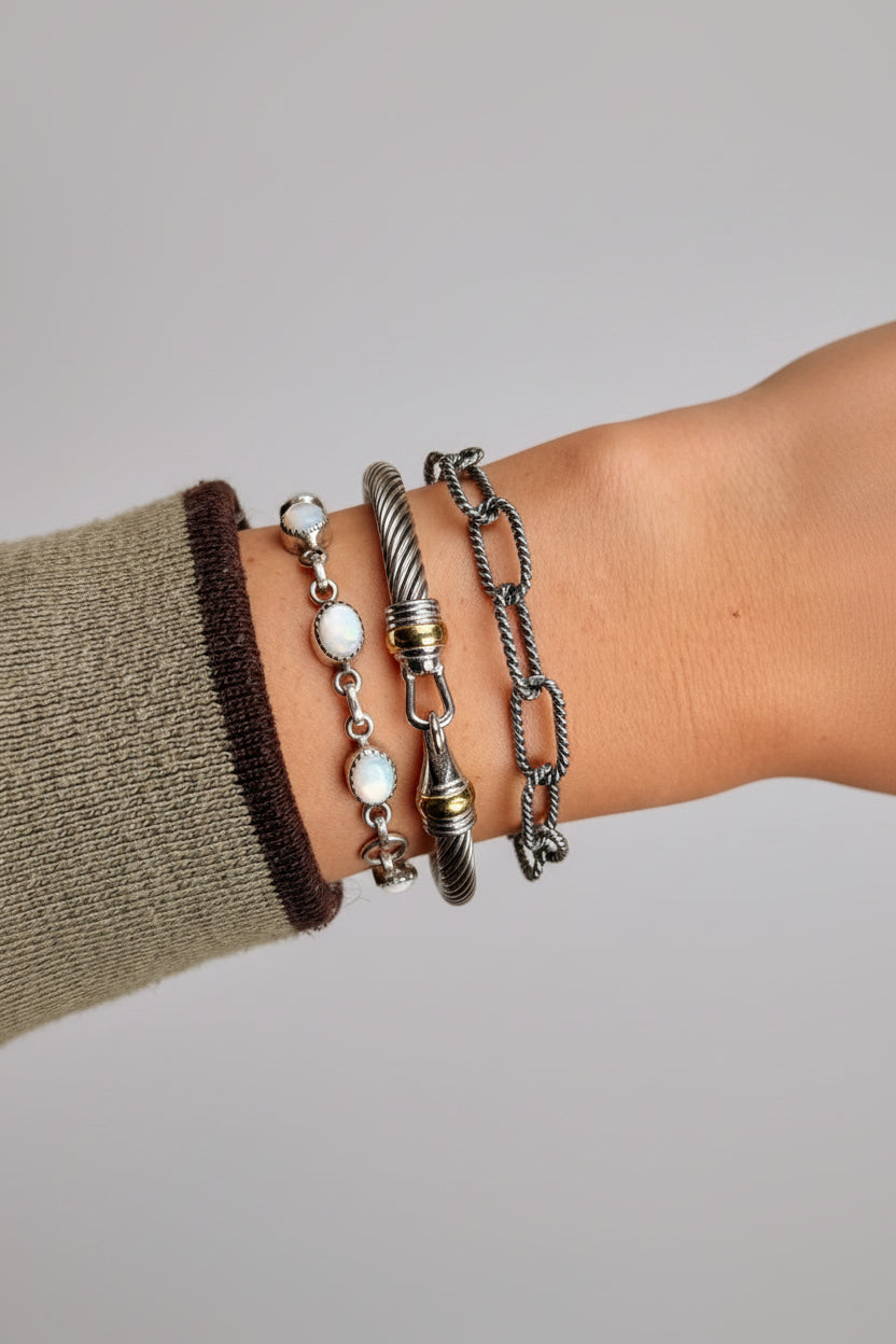 Aspen Silver Rope Chain Bracelet - Wooten's