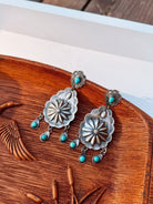 Azle Turquoise Concho Earrings - Horseshoe J & Co.