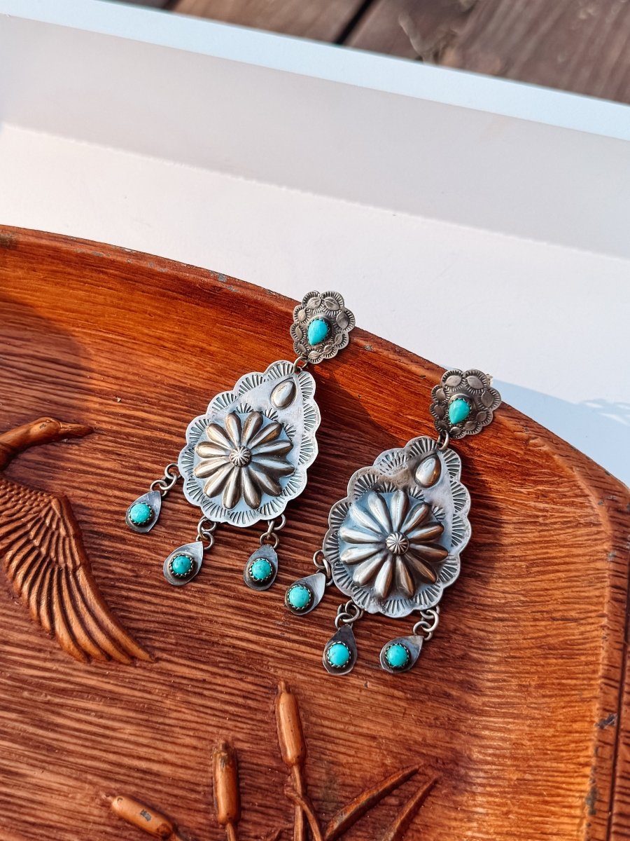 Azle Turquoise Concho Earrings - Horseshoe J & Co.
