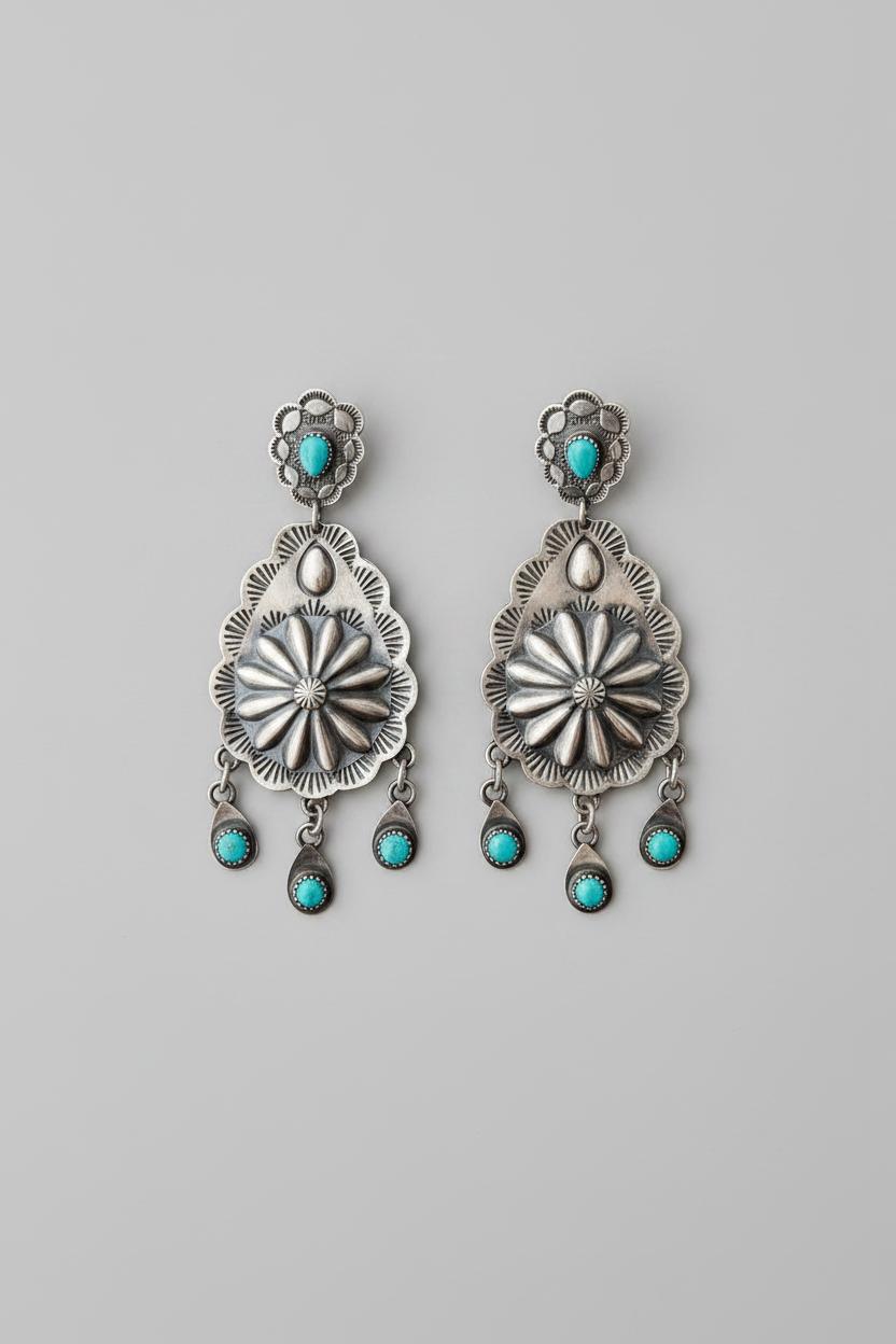 Azle Turquoise Concho Earrings - Wooten's
