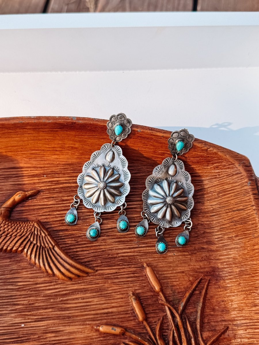 Azle Turquoise Concho Earrings - Wooten's