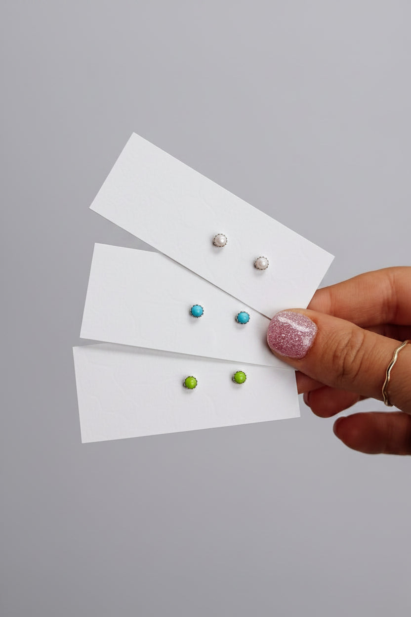 Bainville 4mm Green Gaspeite Studs - Wooten's
