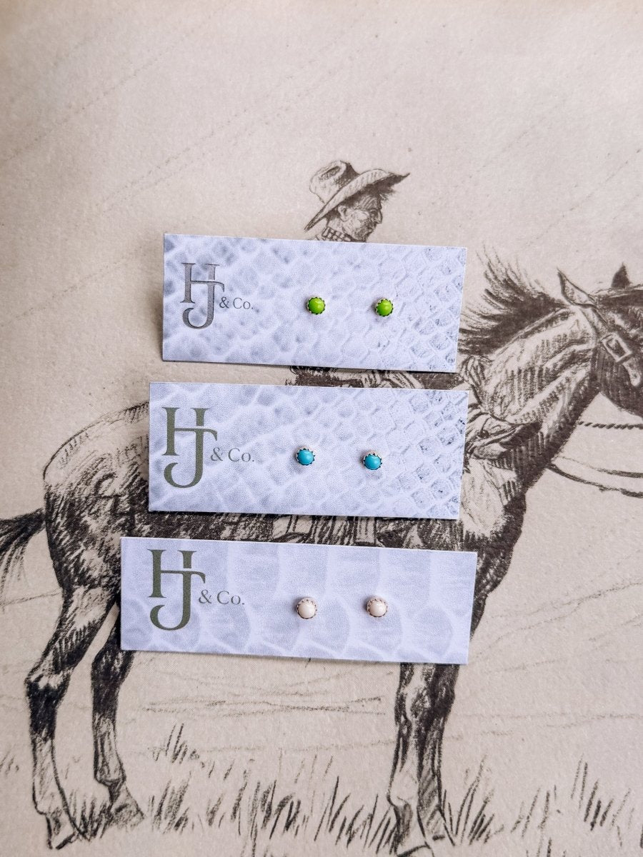 Bainville 4mm Turquoise Studs - Horseshoe J & Co.