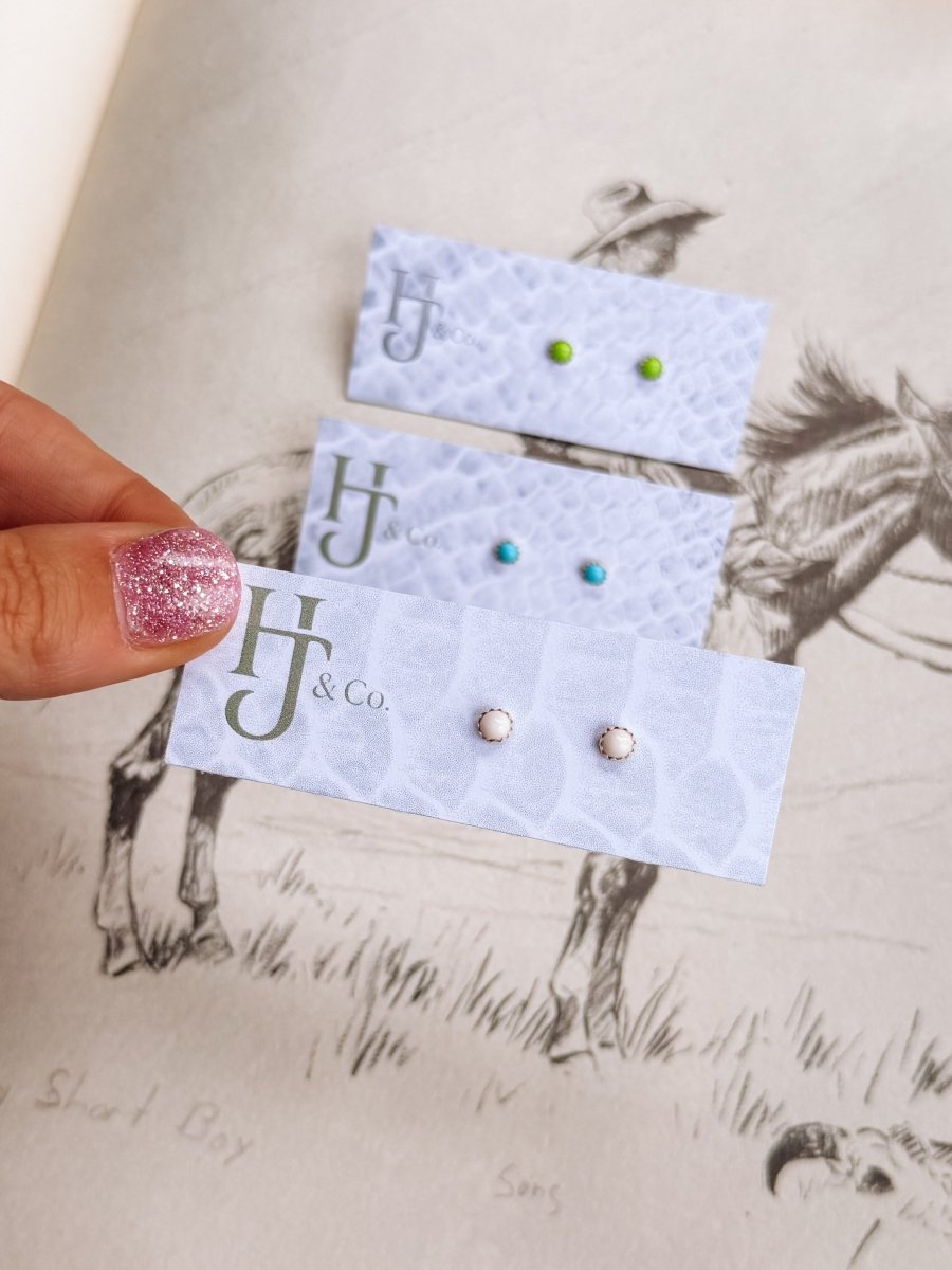 Bainville 4mm White Buffalo Studs - Horseshoe J & Co.