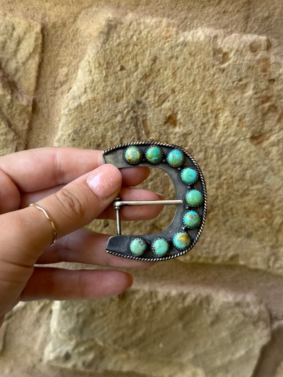 Barn Sour Turquoise Belt Buckle - 2 - Horseshoe J & Co.