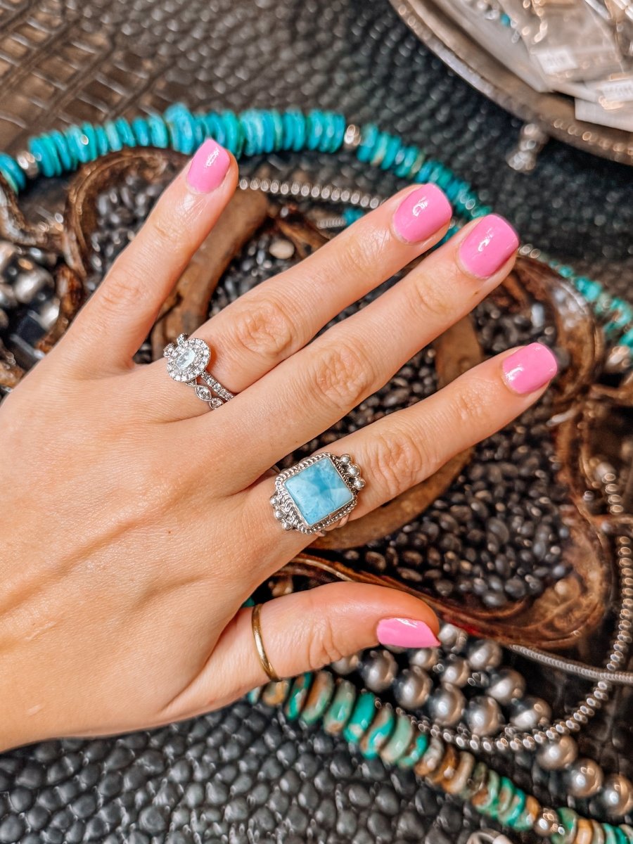 Blue Skies Larimar Rings - Horseshoe J & Co.