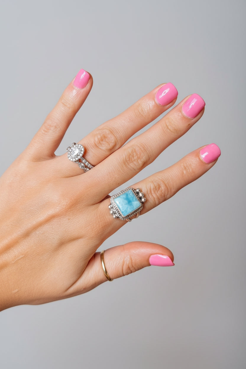 Blue Skies Larimar Rings - Horseshoe J & Co.