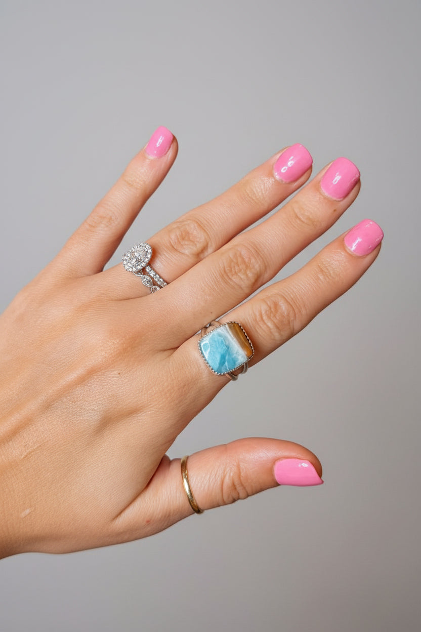 Blue Skies Larimar Rings - Horseshoe J & Co.