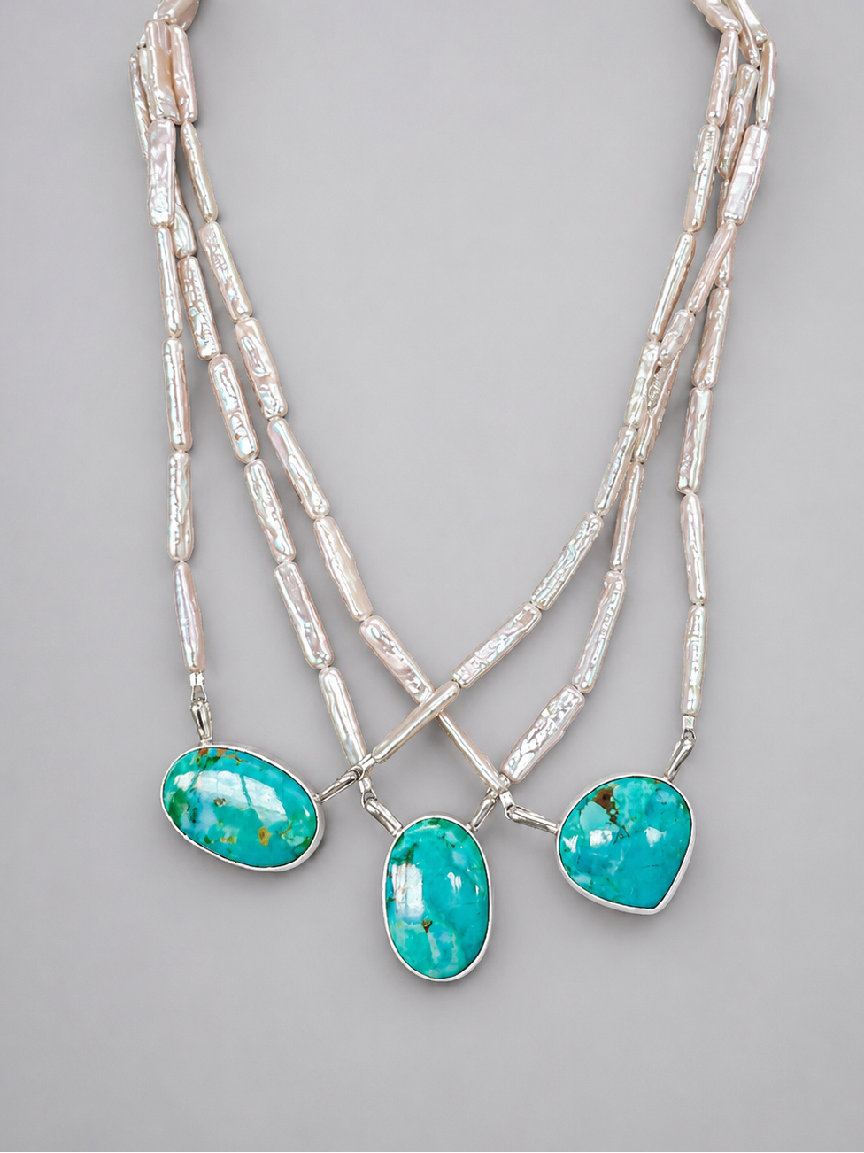 Boca Raton Turquoise Freshwater Pearl Pillar Necklace - Wooten's