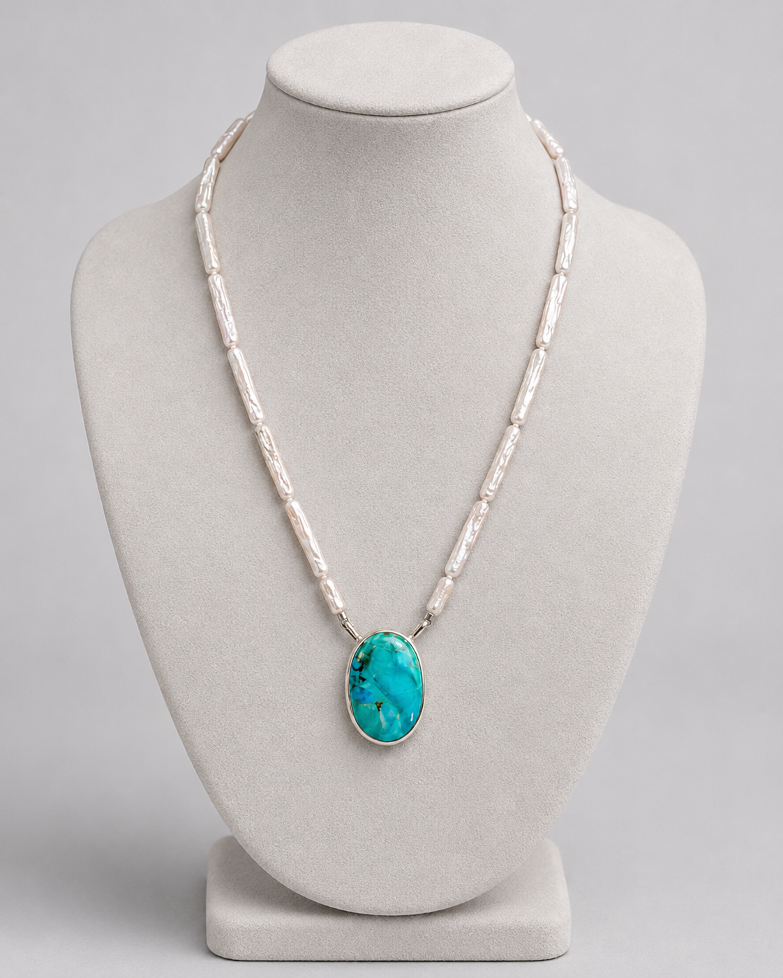Boca Raton Turquoise Freshwater Pearl Pillar Necklace - Wooten's