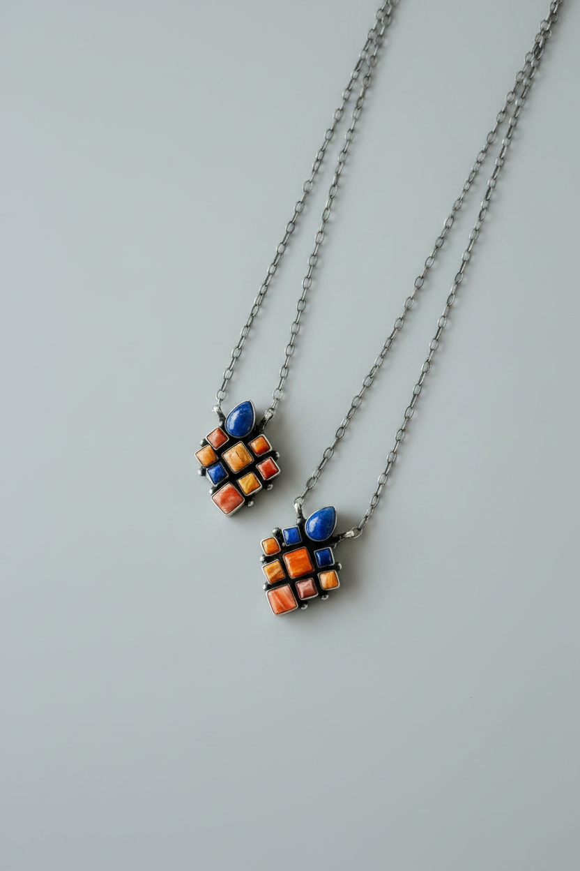 Bond Blue Lapis and Spiny Oyster Necklace - Wooten's