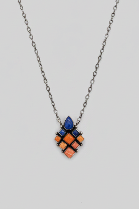 Bond Blue Lapis and Spiny Oyster Necklace - Wooten's