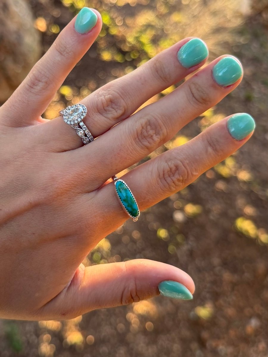 Bouse Royston Turquoise Horizontal Rings - Horseshoe J & Co.