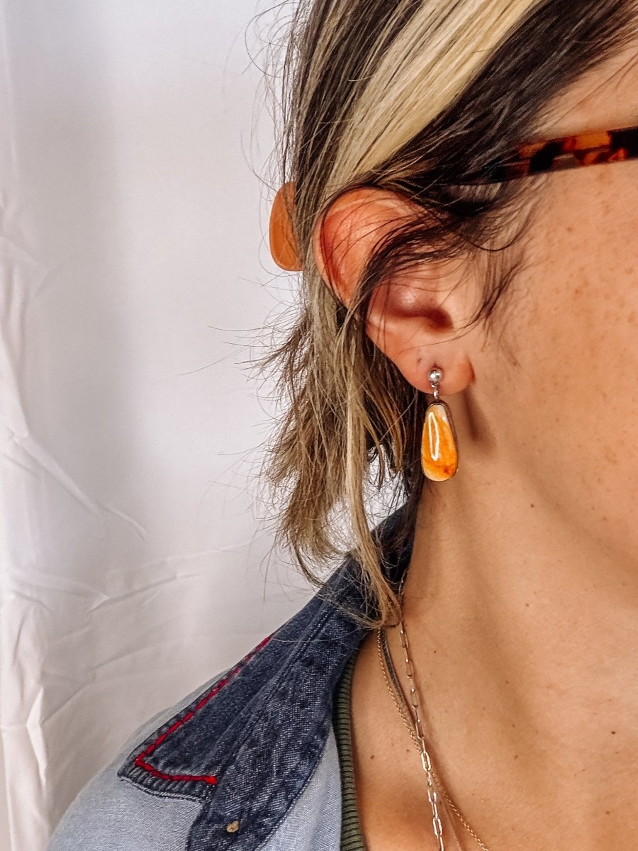 Burlington Orange Spiny Necklace + Earring Set - Horseshoe J & Co.