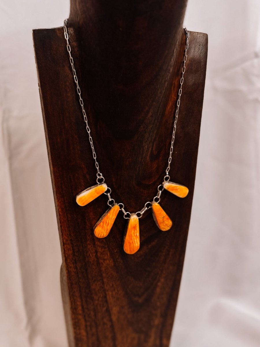 Burlington Orange Spiny Necklace + Earring Set - Horseshoe J & Co.