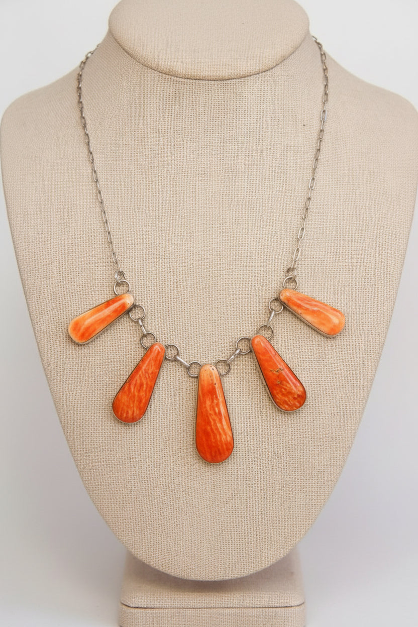 Burlington Orange Spiny Necklace + Earring Set - Wooten's