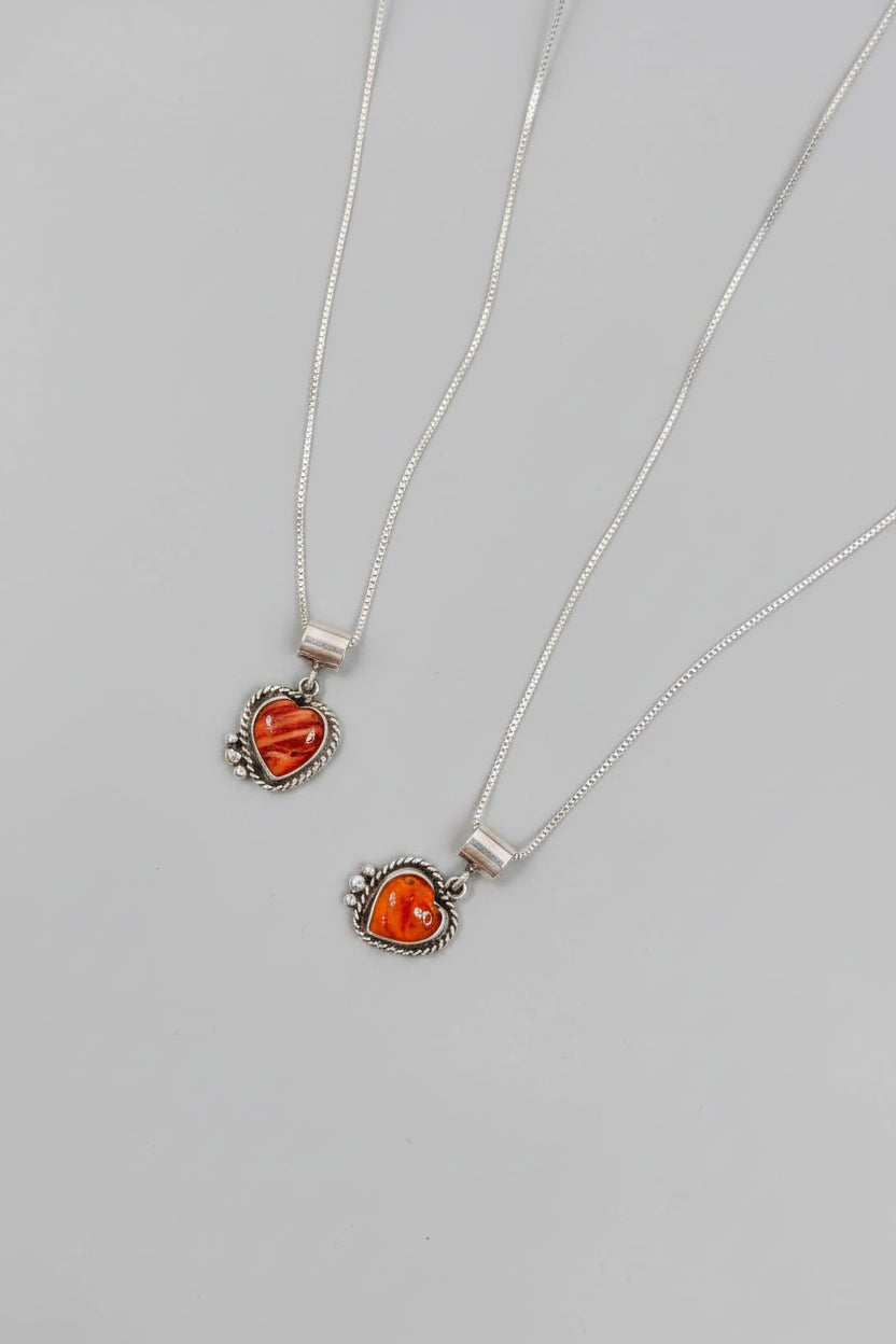 Calhoun Orange Spiny Oyster Heart Necklace - Wooten's