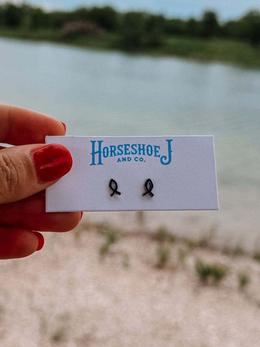 Christian Fish Stud Earring - Horseshoe J & Co.