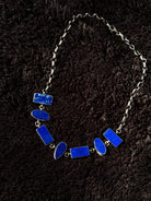 Clemenceau Blue Lapis 7 Stone Necklace - Horseshoe J & Co.