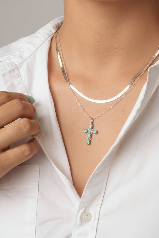 Cordes Turquoise Cross Necklace - Wooten's
