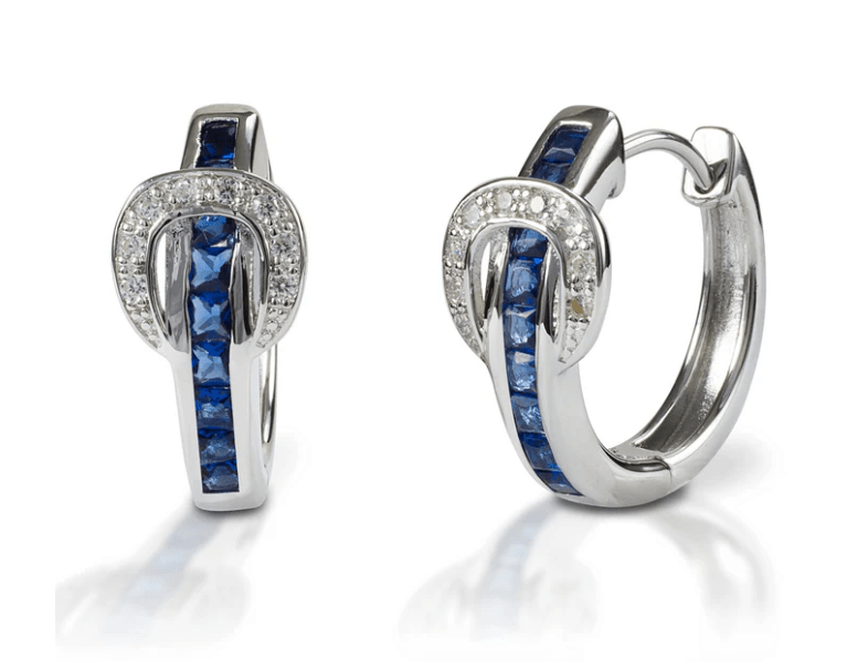 Cowgirl Luxe Blue Buckle Hoop Earrings - Wooten's