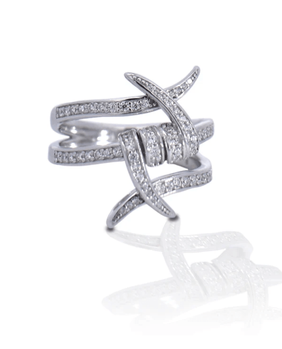 Cowgirl Luxe Clear Stone Barbed Wire Ring - Wooten's