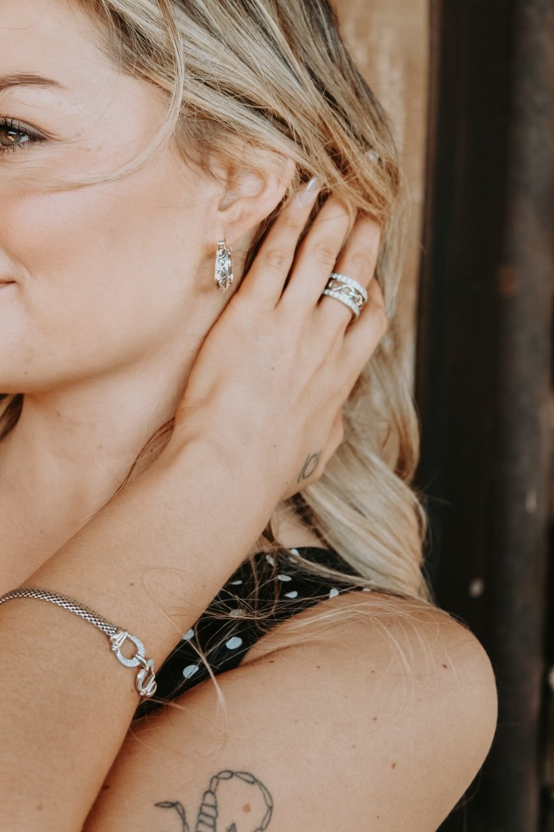 Cowgirl Luxe Engraved Stirrup Earrings - Wooten's