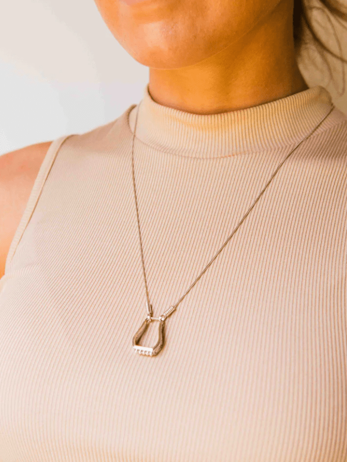 Cowgirl Luxe Engraved Two - Tone Stirrup Necklace - Wooten's