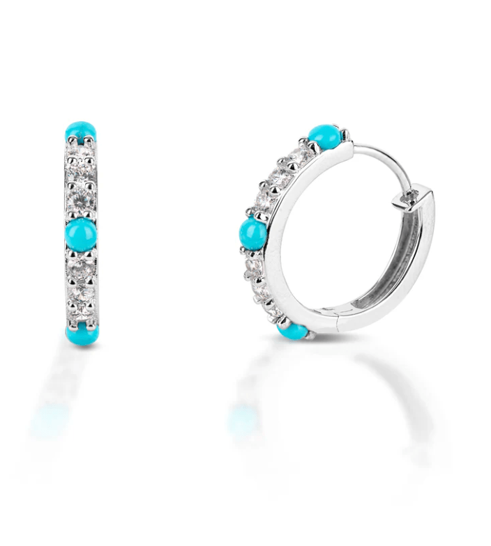Cowgirl Luxe Sleeping Beauty & Clear CZ Hoop Earrings - Wooten's