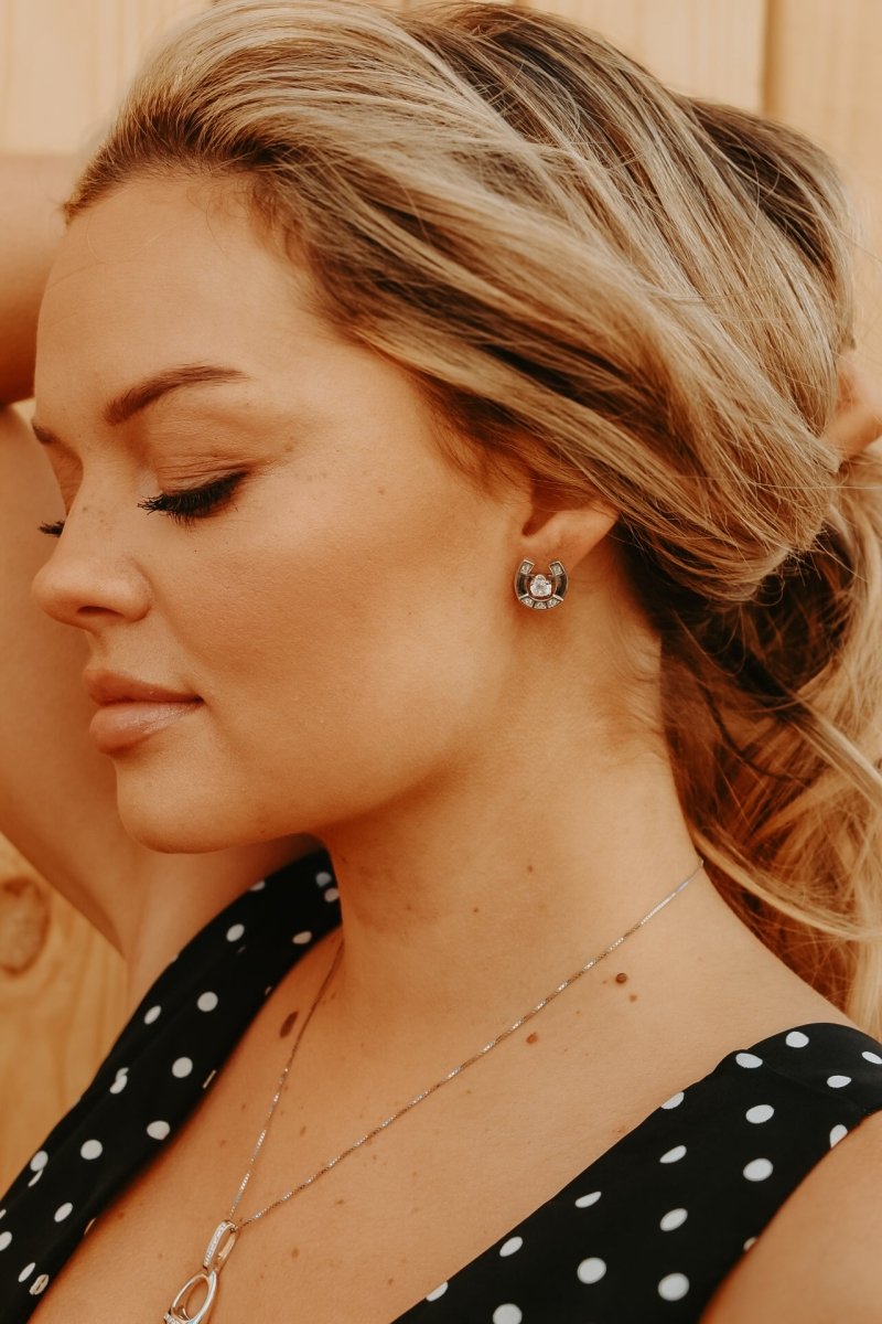 Cowgirl Luxe Stud Earrings with Horseshoe Jackets - Wooten's
