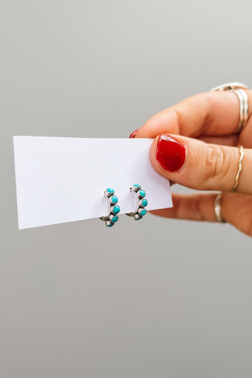 Cowlic Turquoise Huggie Hoop Earrings - Wooten's