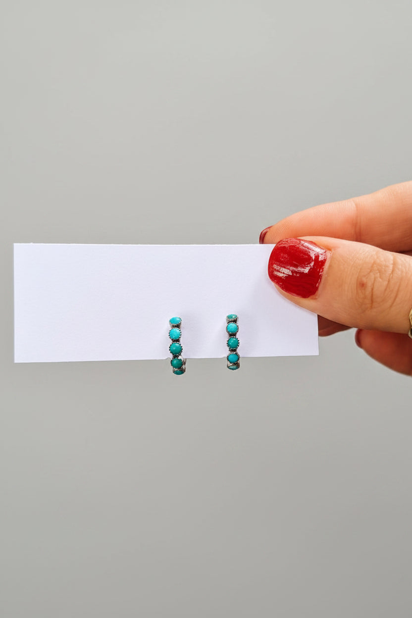 Cowlic Turquoise Huggie Hoop Earrings - Wooten's